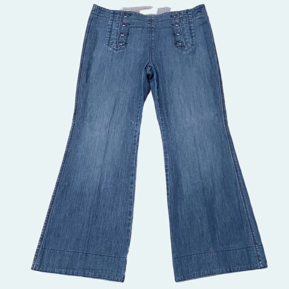 Old Navy sailor jeans sz 16 regular true button flap low rise flare bell bottom